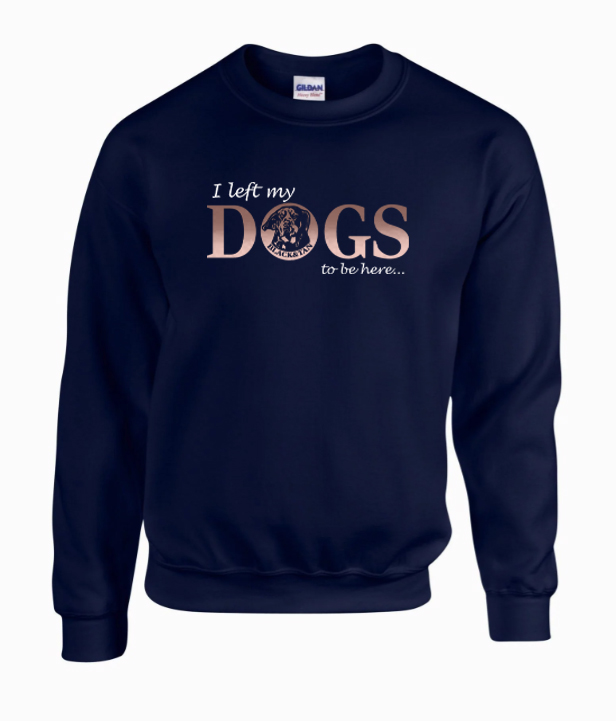 navy rose gold dogs sweatshirt