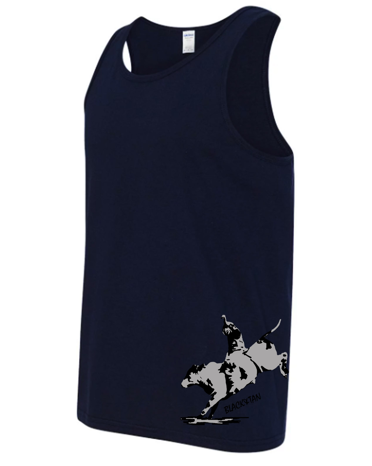 mens navy bull singlet side